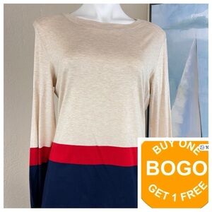 Les Copains Tee Long Sleeve Colorblock size 48 = US Large